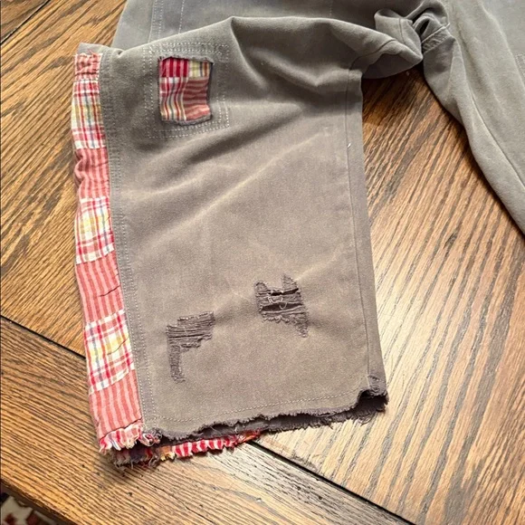 POL Patchwork Distressed Cotton Cropped Pants Boho Lagenlook Size M - Picture 7 of 16